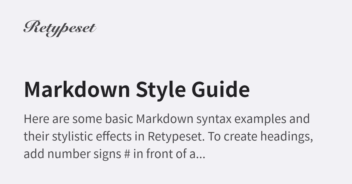 Markdown Style Guide | Retypeset